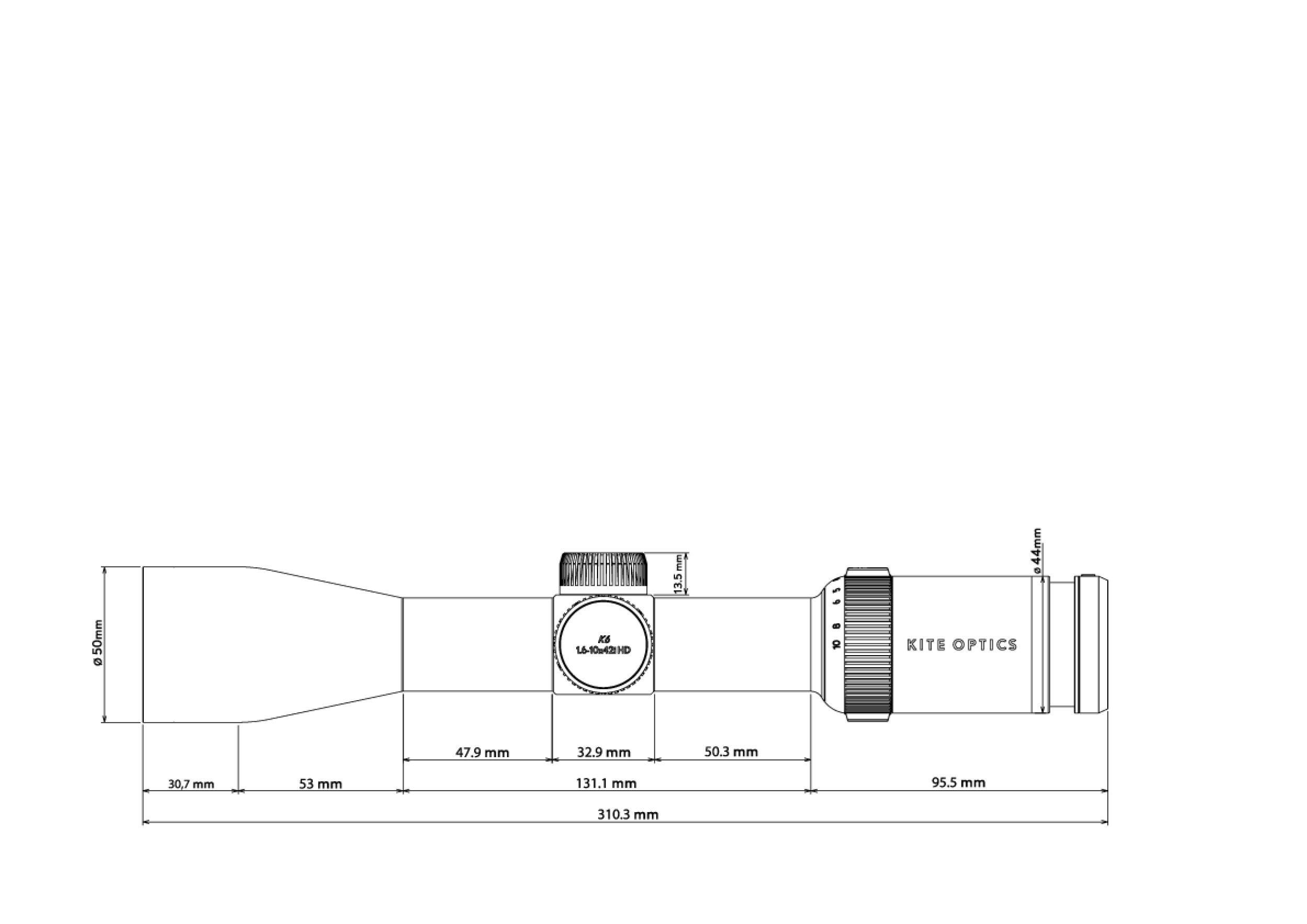 KO K6 1.6 10x42 dimensions