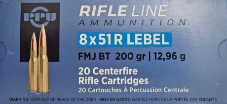 Cartouches PPU 8x51R Lebel FMJ BT – 12,96 g / 200 gr