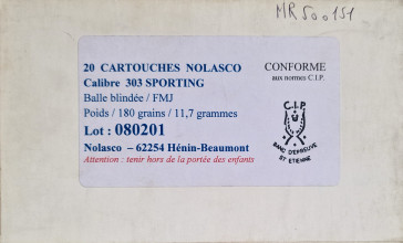 Cartouches NOLASCO  cal.303 Sporting / FMJ  – ...
