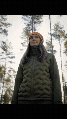 Photo F10384-01.gif Veste hybride Pinewood Abisko Insulation femme vert olive avec duvet et polaire stretch
