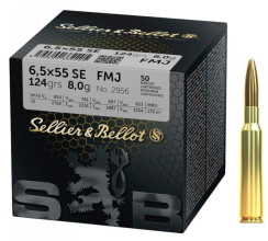 Cartouches Sellier & Bellot 6.5x55 SE FMJ 124 gr ...