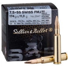 Cartouches Sellier & Bellot 7,5×55 Swiss FMJ 174 ...