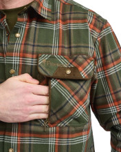 Photo VE40278-04.jpg Chemise Pinewood Prestwick Exclusive à carreaux vert et orange brûlé pour homme